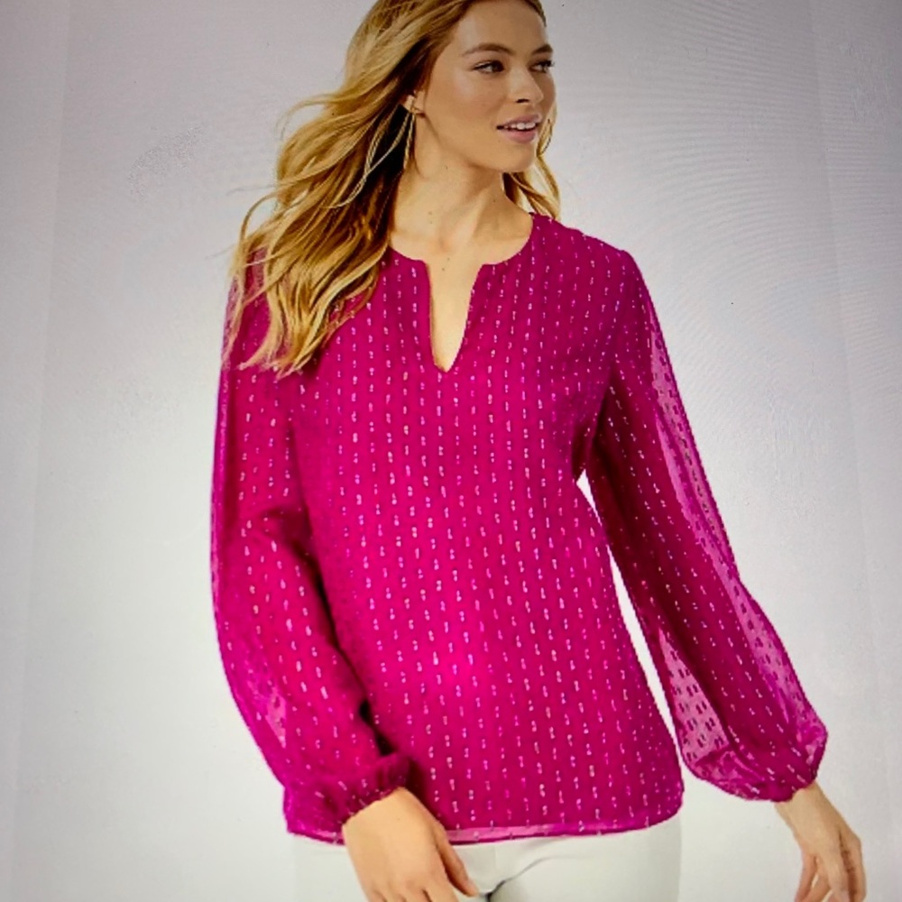 Lilly Pulitzer Aaron Silk Blouse Large NWTS